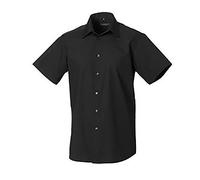 Russell Collection Mens Short Sleeve Poly-Cotton Easy Care Tailored Poplin Shirt (2XL) (Black)