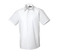 Russell Collection Mens Short Sleeve Poly-Cotton Easy Care Tailored Poplin Shirt (2XL) (White)