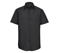 Russell Collection Mens Short Sleeve Poly-Cotton Easy Care Tailored Poplin Shirt (M) (Black)