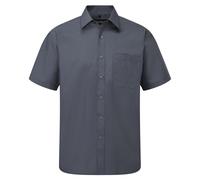 Russell Collection Mens Short Sleeve Poly-Cotton Poplin Shirt 7 Sizes BC1029