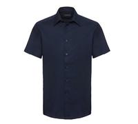 Russell Collection Men's Short Sleeve Tailored Oxford Shirt for Everyday Wear