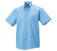 Russell Collection Mens Short Sleeve Ultimate Non-Iron Shirt (17inch) (Bright Sky)