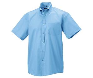 Russell Collection Mens Short Sleeve Ultimate Non-Iron Shirt (19.5inch) (Bright Sky)