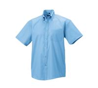 Russell Collection Men's Ultimate Non-Iron Short-Sleeved Shirt in Light Blue | Size: 15.5 in Russell Collection Light Blue 15.5 in