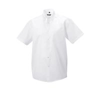 Russell Athletic Collection Mens Ultimate Non-Iron Short-Sleeved Shirt (White) Cotton - Size 17.5 inch