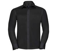 Russell Collection Men's Ultimate Non-Iron Tailored Long-Sleeved Shirt in Black | Size: Large Russell Collection Black L