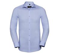Russell Collection Men's Ultimate Stretch Slim Long-Sleeved Shirt in Light Blue | Size: Small Russell Collection Light Blue S