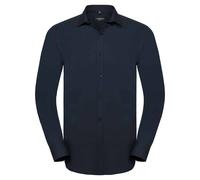 Russell Collection Men's Ultimate Stretch Slim Long-Sleeved Shirt in Navy | Size: 4XL Russell Collection Navy 4XL