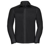 Russell Collection Men's Ultimate Tailored Long-Sleeved Shirt in Black | Size: 17.5 in Russell Collection Black 17.5 in