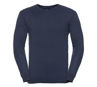 Russell Collection Mens V-Neck Knitted Pullover Sweatshirt (2XL) (French Navy)