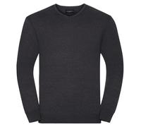 (3XL, Charcoal Marl) Russell Collection Mens V-Neck Knitted Pullover Sweatshirt