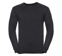 Russell Collection Mens V-Neck Knitted Pullover Sweatshirt (XL) (Black)
