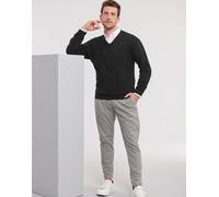 Russell Collection Men's V-Neck Knitwear Cotton Blend Jumper Sweater