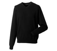 Russell Collection Men's V-Neck Knitwear Cotton Blend Jumper Sweater