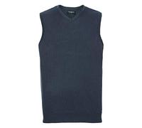 (4XL, French Navy) Russell Collection Mens V-Neck Sleevless Knitted Pullover Top / Jumper