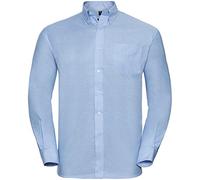 Russell Collection Oxford Shirt Ladies Fit, Long Sleeve, Oxford Blue, Size S