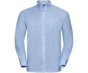 Russell Collection Oxford Shirt Ladies Fit, Long Sleeve, Oxford Blue, Size S
