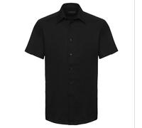 Russell Collection Short Sleeve Easy Care Tailored Oxford Shirt in Black | Size: 17.5 in Russell Black 17.5 in