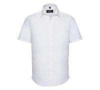 Russell Collection Short Sleeve Fitted Shirt Modern Stretch Cotton Smart Casual