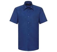 Russell Collection Short Sleeve Oxford Shirt Tailored Fit Men Women Smart Casual