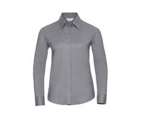 Russell Collection Women's Classic Oxford Long-Sleeved Shirt in Silver | Size: Medium Russell Collection Silver M