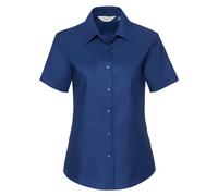 Russell Collection Women's Classic Oxford Short-Sleeved Shirt in Royal | Size: Large Russell Collection Royal L
