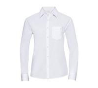 Russell Collection Women's Classic Polycotton Easy-Care Long-Sleeved Shirt in White | Size: 4XL Russell Collection White 4XL