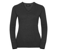 Russell Athletic Collection Womens/Ladies Cotton Acrylic V Neck Sweatshirt (Charcoal Marl) - Size 8 UK