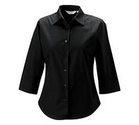 Russell Collection Women's Fitted 3/4 Sleeve Shirt 2XL Black