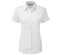Russell Collection Women's Herringbone Short-Sleeved Shirt in White | Size: 2XL Russell Collection White 2XL