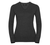 Russell Athletic Collection Womens/Ladies Cotton Acrylic V Neck Sweatshirt (Charcoal Marl) - Size 12 UK