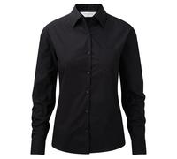 Russell Athletic Collection Womens/Ladies Cotton Poplin Easy-Care Long-Sleeved Formal Shirt (Black) - Size X-Small