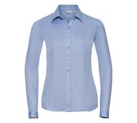 Russell Athletic Collection Womens/Ladies Herringbone Long-Sleeved Shirt (Light Blue) - Size 8 UK
