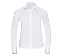 Russell Athletic Collection Ladies/Womens Long Sleeve Ultimate Non-Iron Shirt (White) Cotton - Size Small