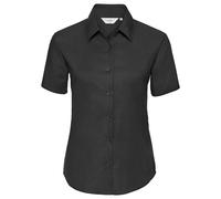 Russell Collection Women's Oxford Short-Sleeved Shirt in Black | Size: 5XL Russell Collection Black 5XL