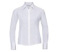 Russell Athletic Collection Womens/Ladies Poplin Easy-Care Fitted Long-Sleeved Shirt (White) - Size X-Large