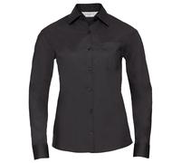 Russell Collection Women's Poplin Easy-Care Long-Sleeved Formal Shirt in Black | Size: 3XL Russell Collection Black 3XL