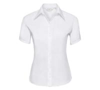 Russell Athletic Collection Womens/Ladies Ultimate Non-Iron Short-Sleeved Shirt (White) Cotton - Size Medium