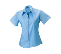 Russell Athletic Collection Womens/Ladies Ultimate Short-Sleeved Shirt (Bright Sky) - Blue Cotton - Size 14 UK