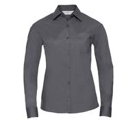 (4XL, Convoy Grey) Russell Collection Ladies/Womens Long Sleeve Shirt