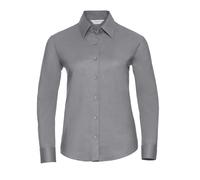 Russell Collection Women's Oxford Long-Sleeved Shirt in Silver | Size: 2XL Russell Collection Silver 2XL