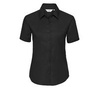 Russell Collection Women's Oxford Short-Sleeved Shirt - Black - 3XL - Black - 70% Cotton/30% Polyester