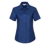 Russell Collection Women's Oxford Short-Sleeved Shirt in Pale Blue | Size: 2XL Russell Collection Pale Blue 2XL