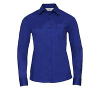 Russell Collection Women's Poplin Easy-Care Long-Sleeved Shirt - Bright Royal Blue - Bright Royal Blue - 4XL