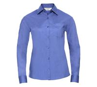 Russell Collection Women's Poplin Easy-Care Long-Sleeved Shirt - Corporate Blue - 3XL - Corporate Blue - 65% Polyester/35% Cotton Poplin