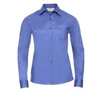 Russell Collection Women's Poplin Easy-Care Long-Sleeved Shirt - Corporate Blue - Corporate Blue - L