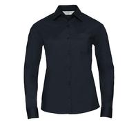Russell Collection Women's Poplin Easy-Care Long-Sleeved Shirt - French Navy - French Navy - M