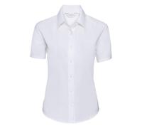 Russell Collection Women's Short Sleeve Oxford Shirt Tailored Fit Smart Casual