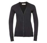 Russell Collection Women's V-Neck Knitted Cardigan Lightweight Cotton Blend Easy