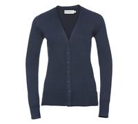 Russell Collection Women's V-Neck Knitted Cardigan Lightweight Cotton Blend Easy